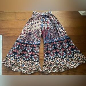 High Rise Super Wide Leg Flare Pants XS Small Boho Patchwork Indie Lagenlook